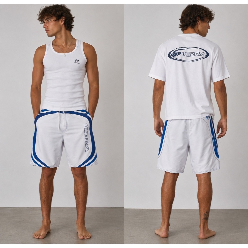 Y2K 90s Kirra Board Shorts Mens Size 34 Andy Irons Style Surf Skater Swim Trunks